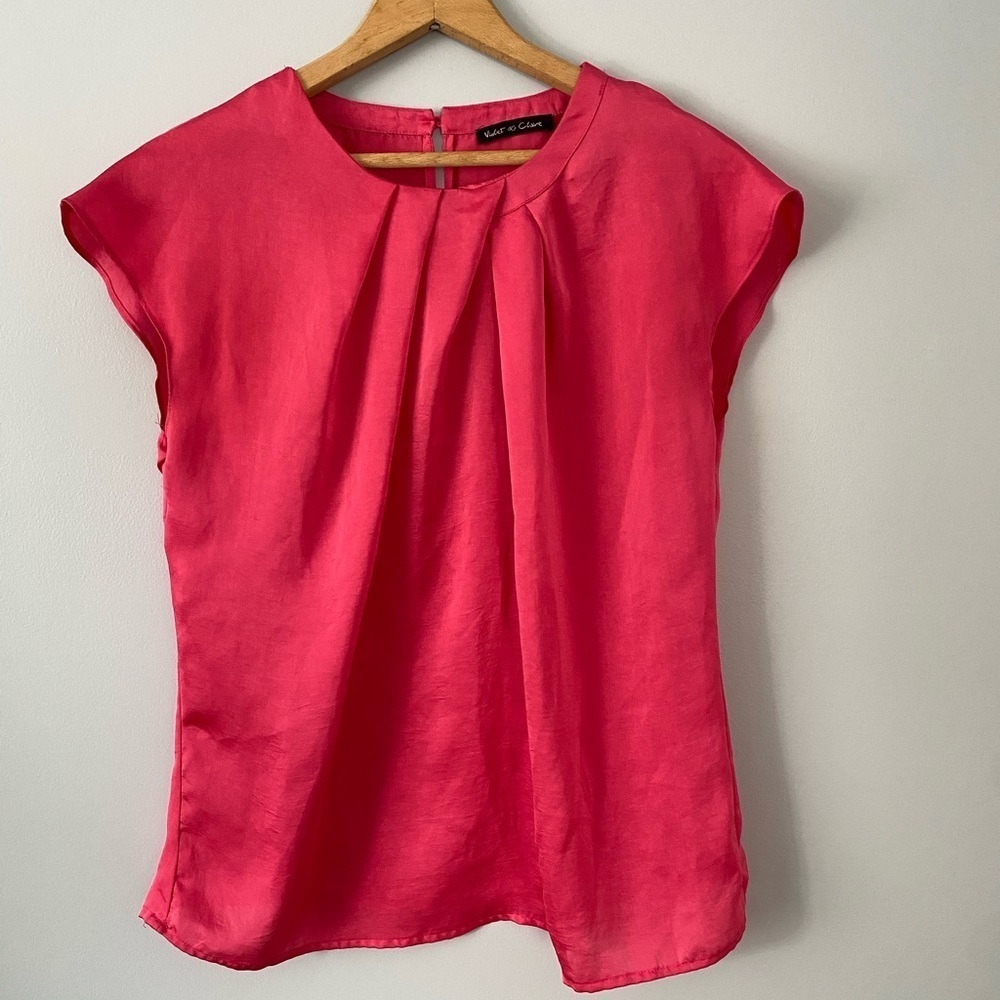 Violet & Claire Bright Pink Barbiecore Top, Size Medium, Pink Blouse